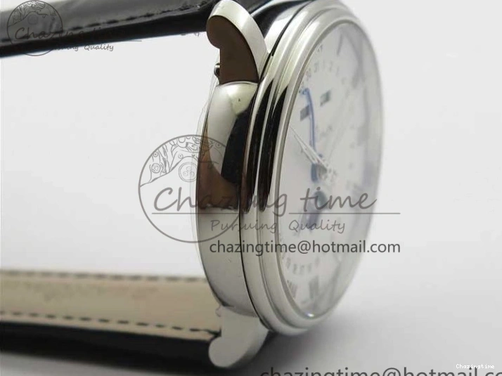 0311 MultiPurpose Villeret 6654 SS Complicated Function OMF 1:1 Best Edition White Dial on Black Leather Strap A6654 V 7901